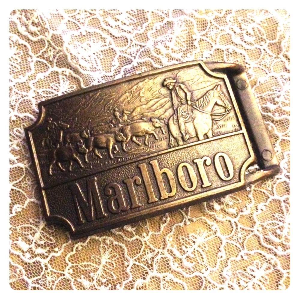 Large Gold Metal Marlboro Belt Buckle